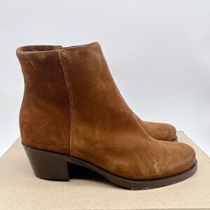 La Canadienne Peter Waterproof Bootie Heel Round Toe Tan Brown Suede US 7